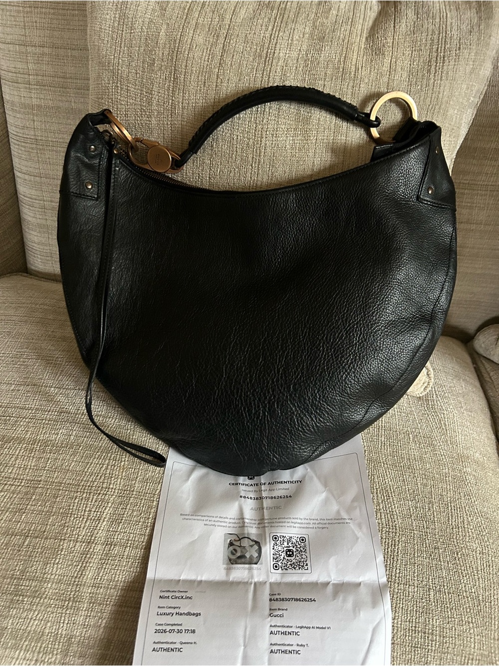 Gucci Moon Crescent Hobo Black calf skin leather with Champagne Gold Hardware - Picture 9 of 16